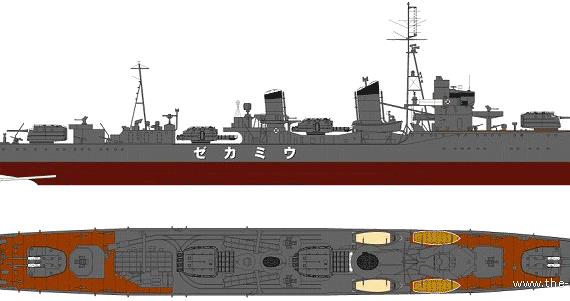 Корабль IJN Suzukaze [Destroyer] (1944) - чертежи, габариты, рисунки